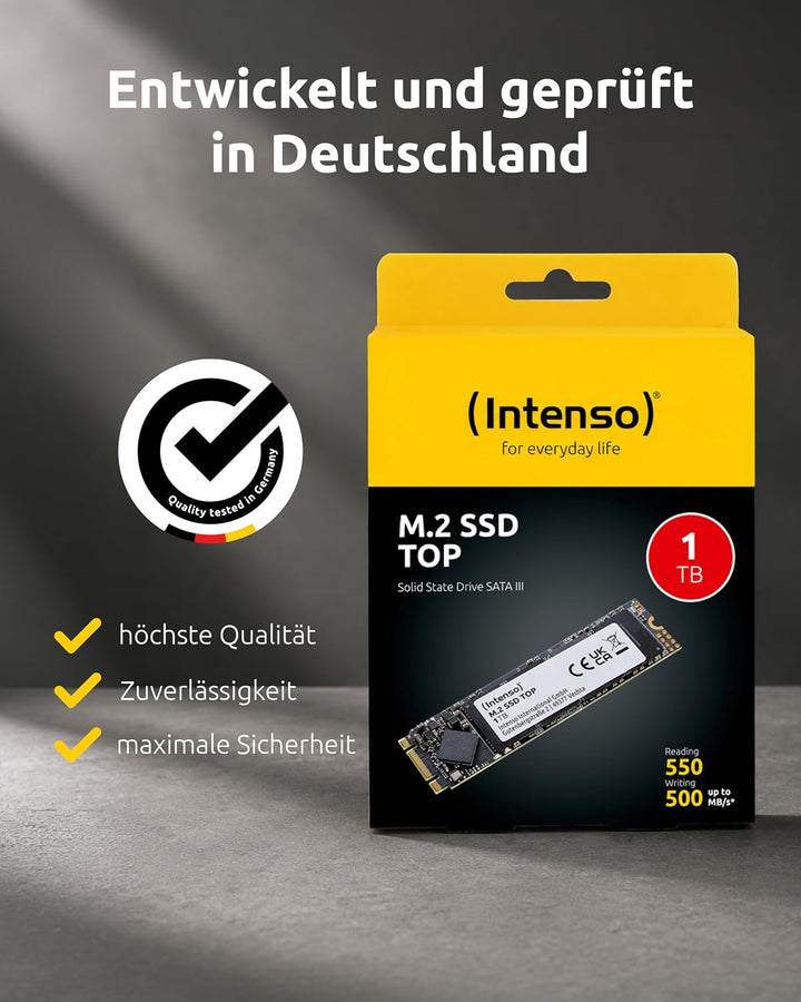 Intenso Interne M.2 SSD SATA III Top, 1 TB, 550MB/Sekunde 1TB M.2, 1TB M.2