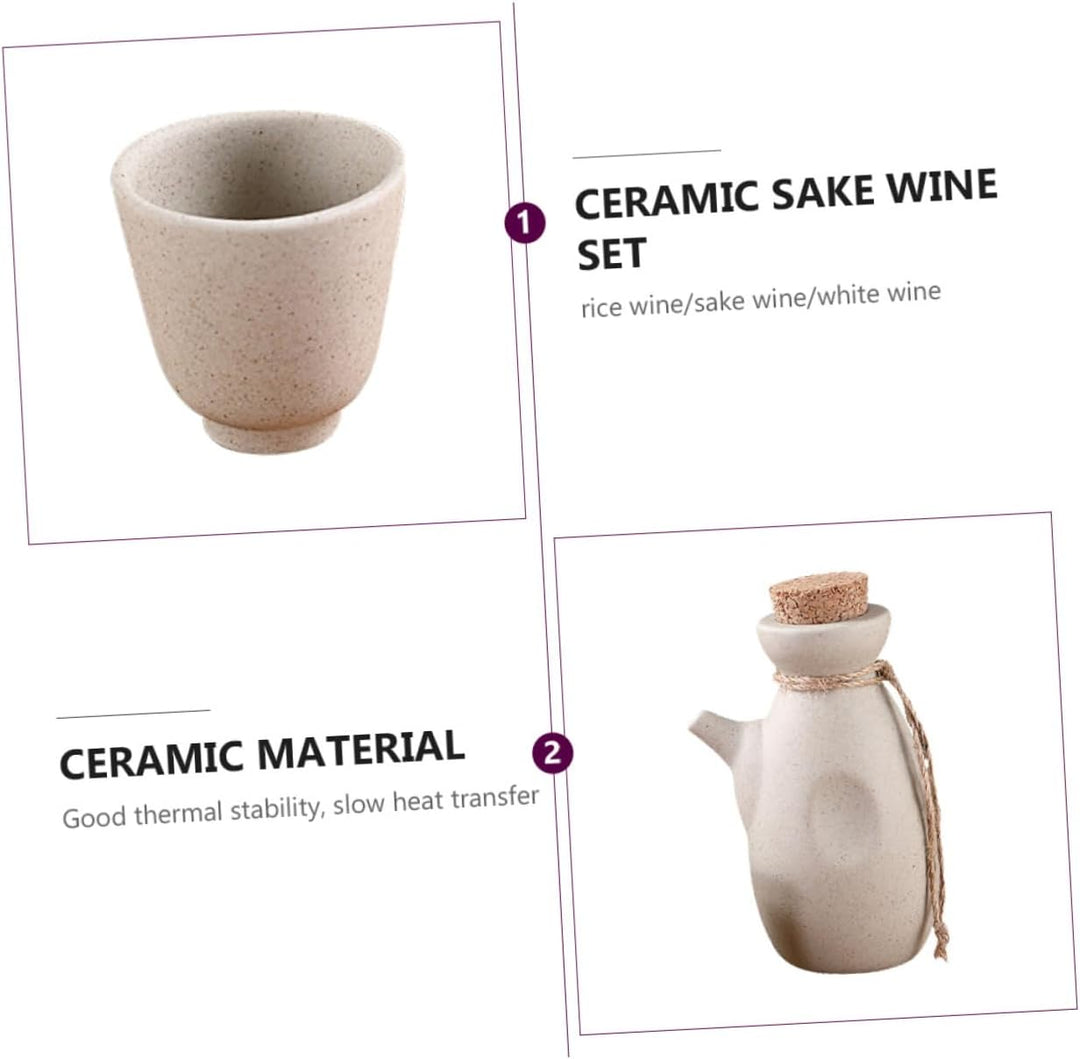 MAGICLULU Keramik Sake Satz Mit 300ml Flasche 4 x 50ml Becher Japanischer Stil Handpoliert Glasiert