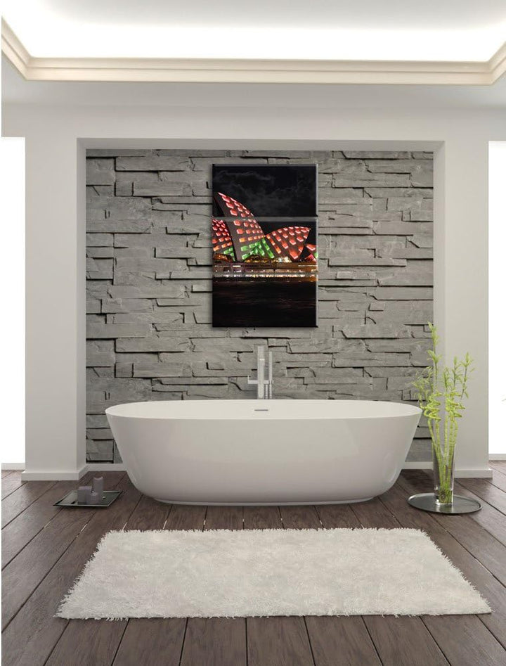 Pixxprint Sydney Opera House bei Nacht als Leinwandbild/Grösse: 3 Teilig (120x80) cm/Wandbild/Kunstd
