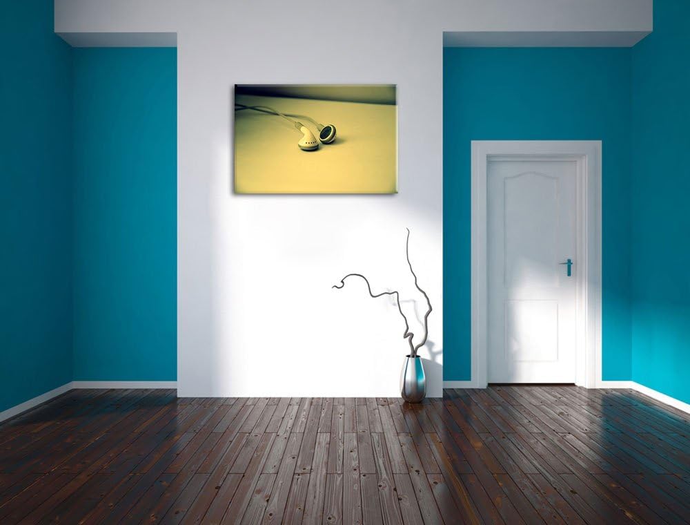 Pixxprint Kopfhörer auf Leinwand, XXL riesige Bilder fertig gerahmt mit Keilrahmen, Kunstdruck auf W