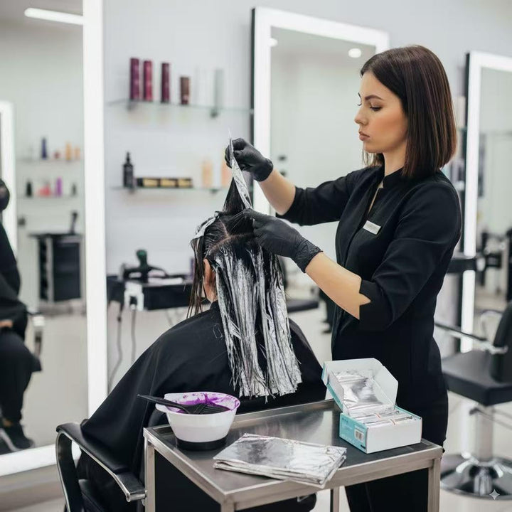Friseur-Alufolie, 12 cm × 50 m, 22 mic, 2 Rollen/Box (Total 100 m), Silber, Professionell