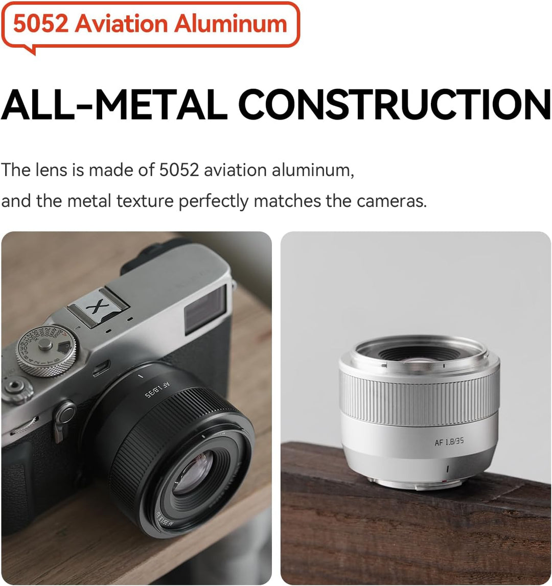 TTARTISAN 35 mm F1.8 Mark II für X-Mount Silver, AF-Objektiv 35 mm F/1.8 APS-C Portraitobjektive für