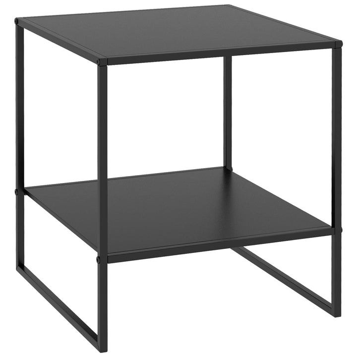 HOMCOM Couchtisch Quadratischer Wohnzimmertisch mit Stauraum, 2 Ebenen Skandinavisch Sofatisch mit S