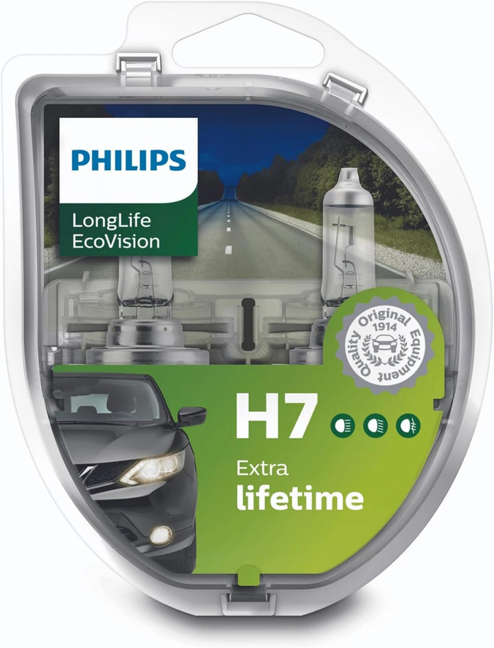 Philips 12972LLECOS2 LongLife EcoVision H7 Scheinwerferlampe, 2-er Kit Twin box H7 Single Twin box,
