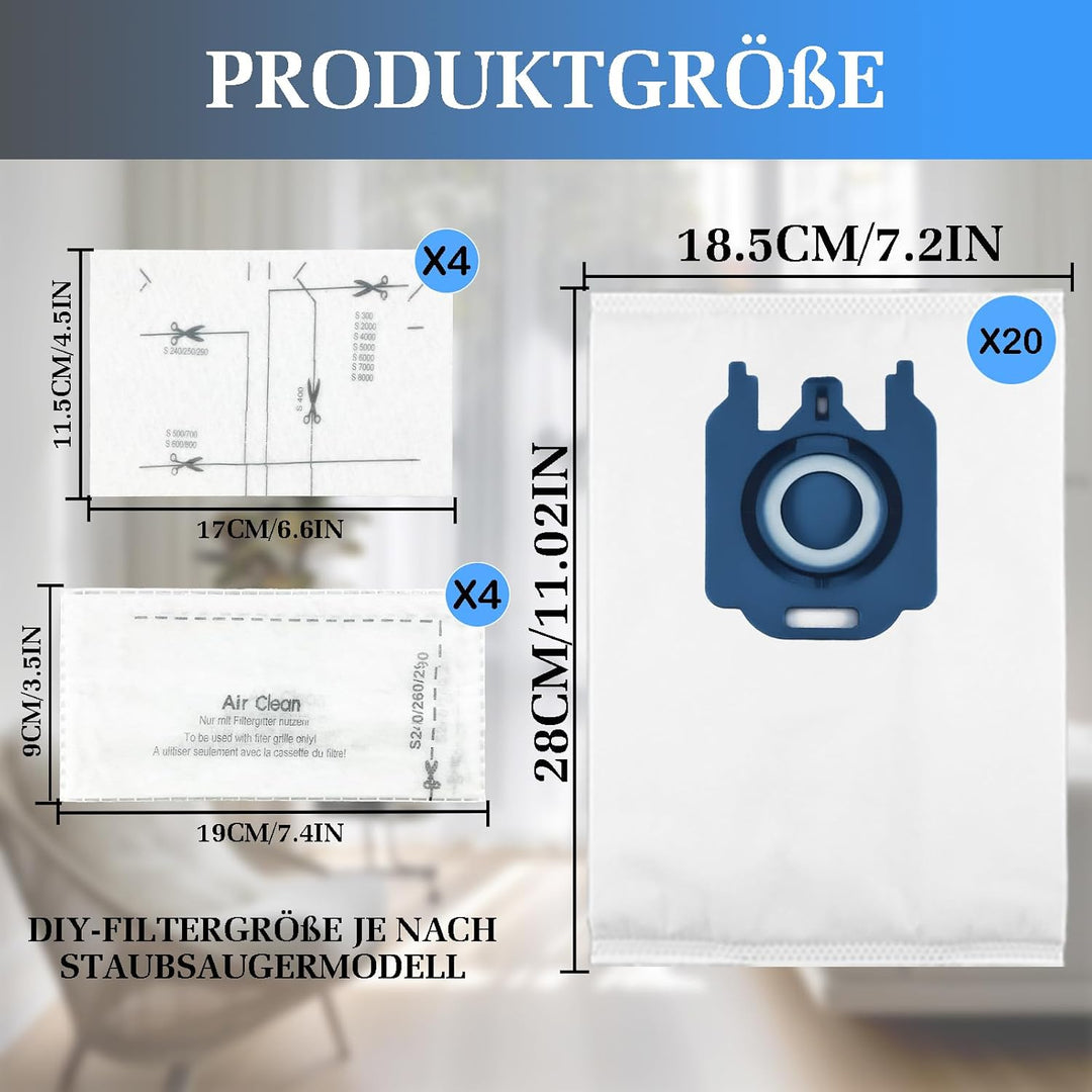 20 Staubsaugerbeutel für Miele Staubsauger GN-Serie für Miele Classic C1 Complete C2 C3, S2 S5 S600