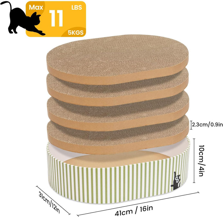 Conlun Kratzbrett Katze, Kratzbox mit 4 Katzen Kratzpappe,Wendbare Katzenkratzbretter aus Robustem W