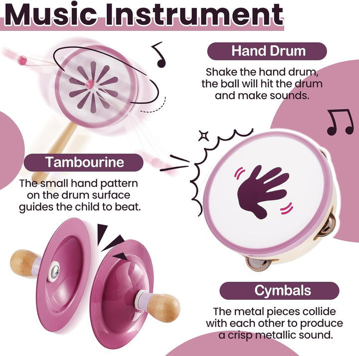BUYGER Percussion Instrumente für Kinder, Baby Montessori Musikspielzeug aus Holz, Musikinstrumente