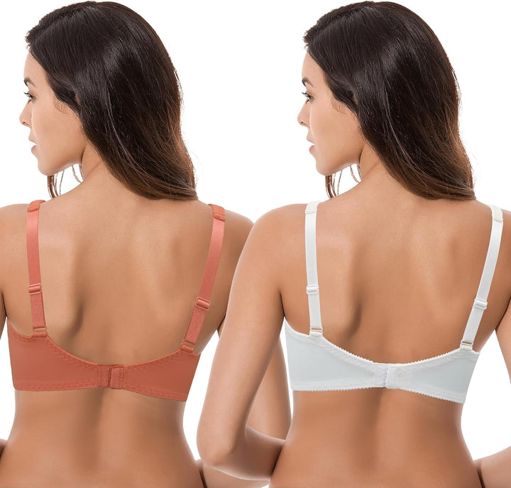 Curve Muse Damen Übergrösse Minimizer Bügel-BH mit Stickspitze - 2er Pack 75C Braune, Buttermilch(2e