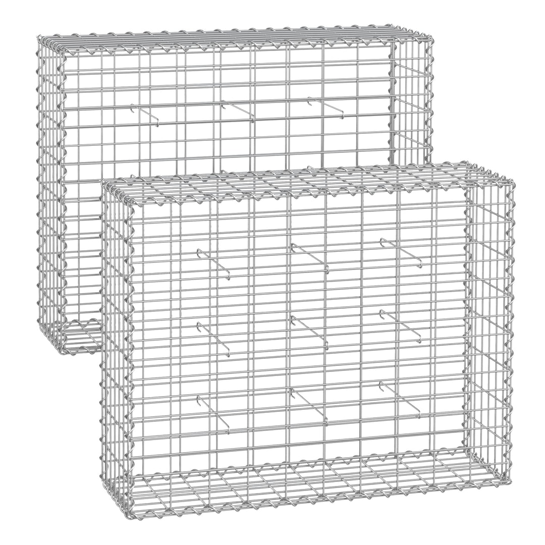 SONGMICS Gabionenkörbe, Metall-Steinkörbe mit 5 x 10 cm Maschenweite für Mauersteine, verzinkt, Stei