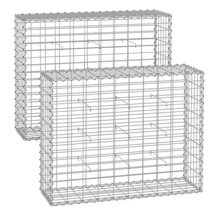 SONGMICS Gabionenkörbe, Metall-Steinkörbe mit 5 x 10 cm Maschenweite für Mauersteine, verzinkt, Stei