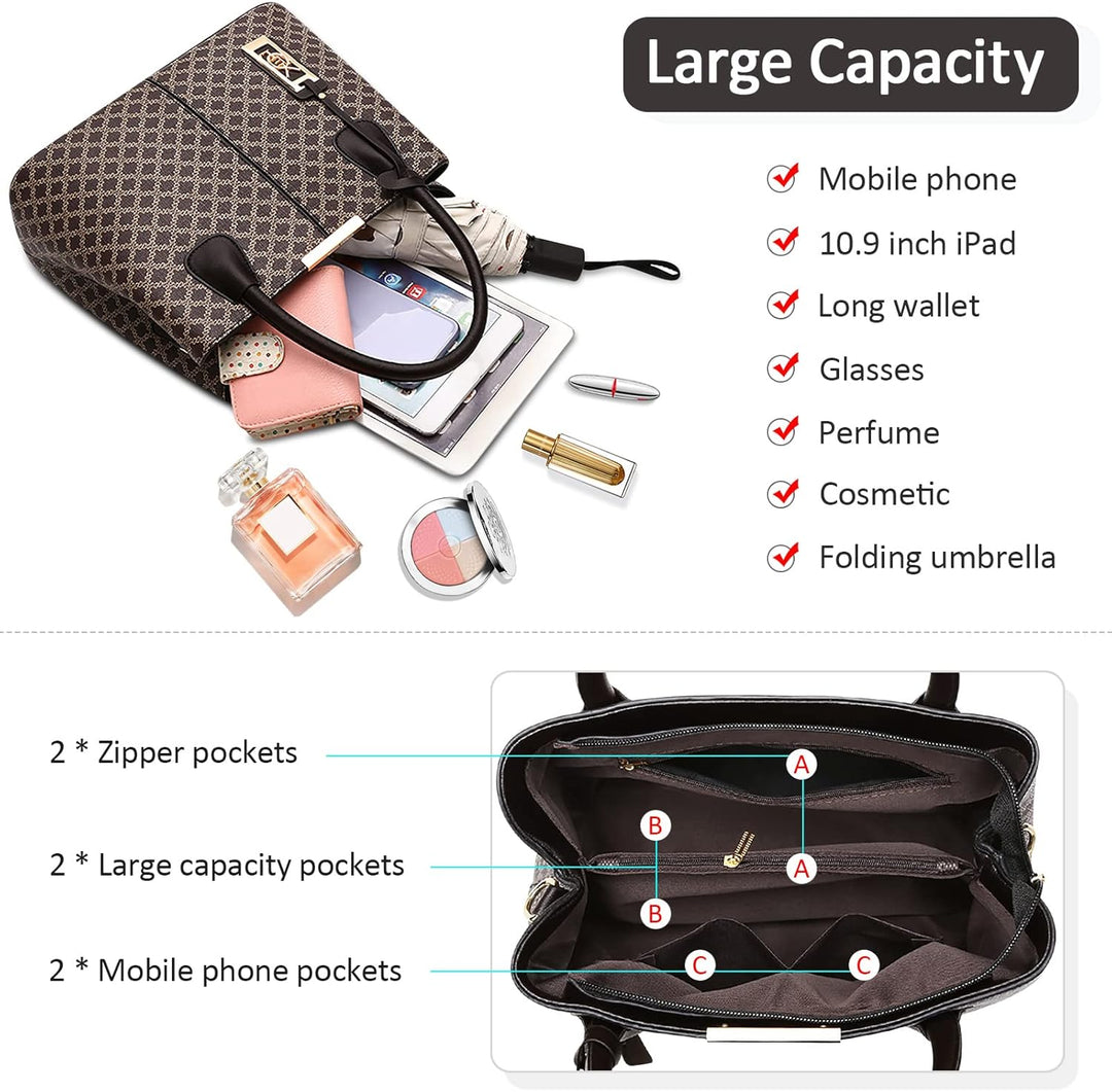 DIRRONA Retro Damen Handtasche Klassischer Druck Umhängetasche Elegant Schultertasche Lässig Crossbo