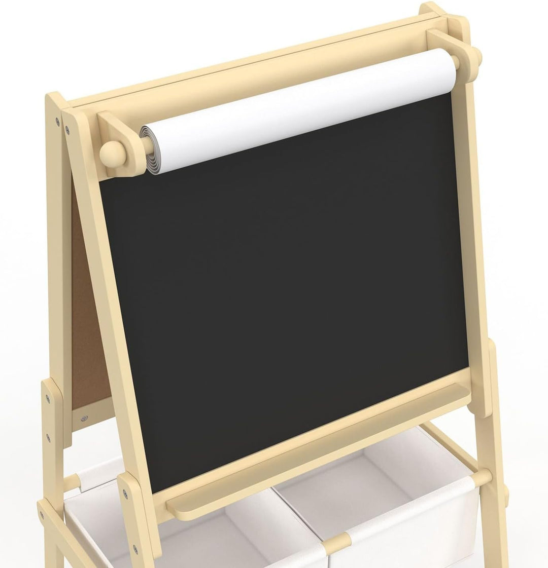 IDMarket - Kindertafel 3 in 1 Doppelseitige Staffelei mit Papierrolle und 2 Aufbewahrungskörben