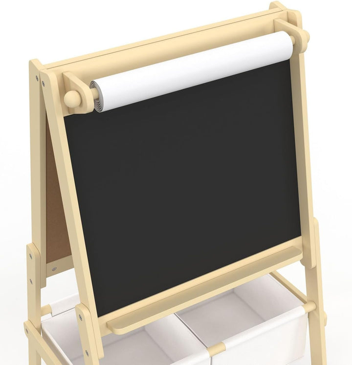 IDMarket - Kindertafel 3 in 1 Doppelseitige Staffelei mit Papierrolle und 2 Aufbewahrungskörben