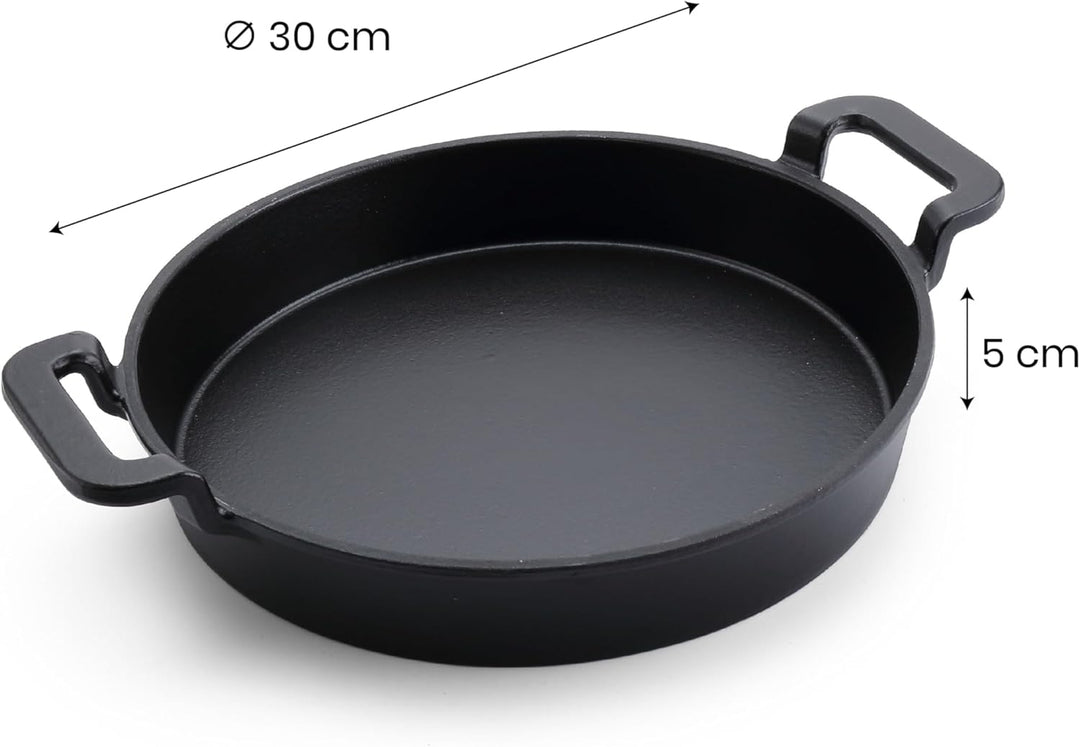 Tarrington House Grillpfanne, Gusseisen, Ø 30 x 5 cm, mit Griffen, schwarz