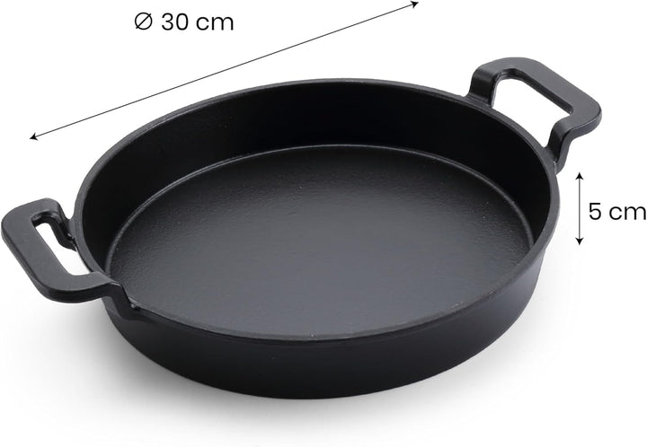 Tarrington House Grillpfanne, Gusseisen, Ø 30 x 5 cm, mit Griffen, schwarz