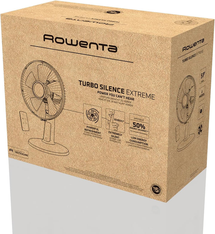 Rowenta Turbo Silence Extreme+ Tischventilator, 120° Auto-Oszillation, bis zu 50% Energieeinsparung,