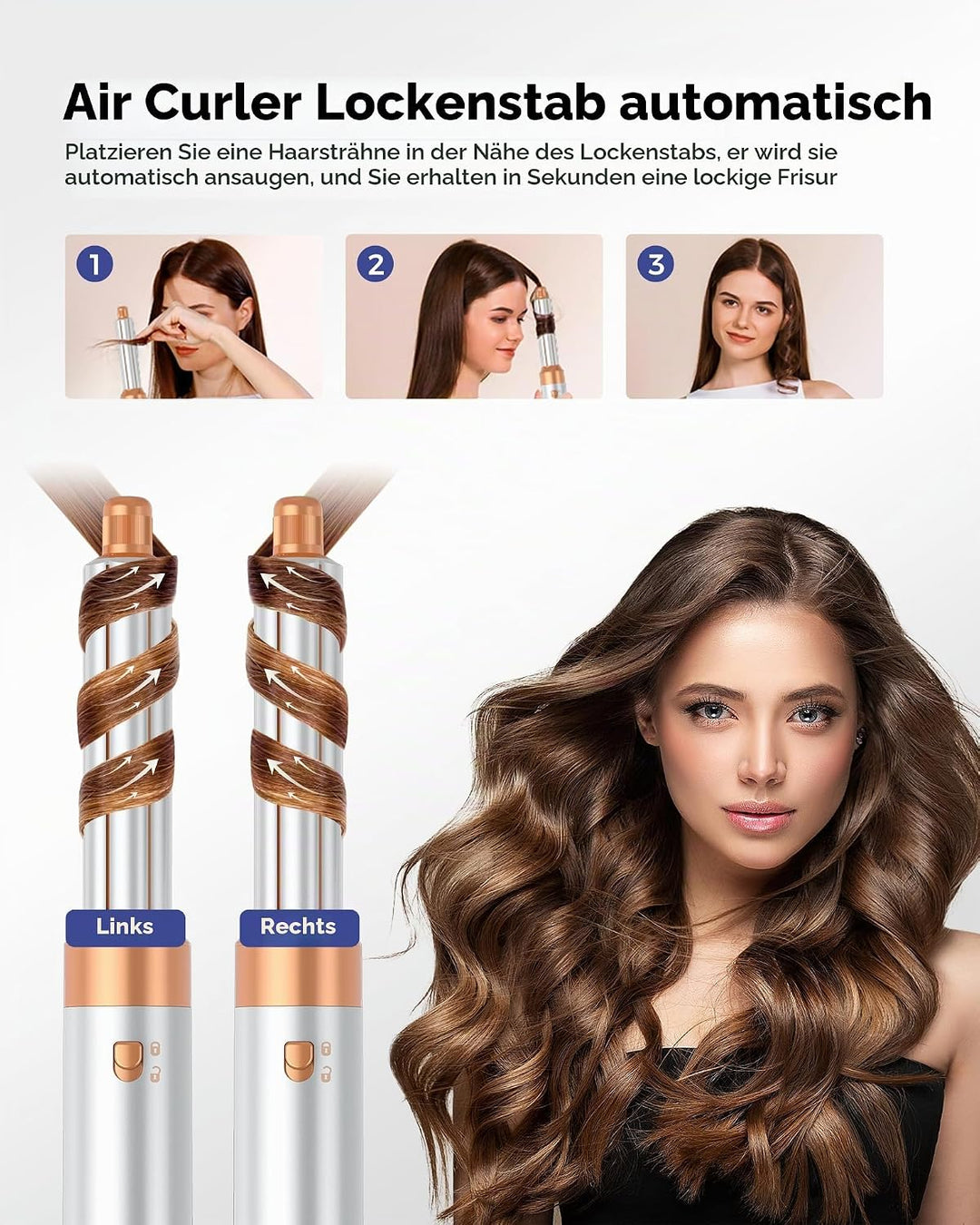 MogaWave Pro Hair styler 6 in 1 Air styler 1000W Multi Haarstyler mit Haartrockner Rundbürstenföhn W