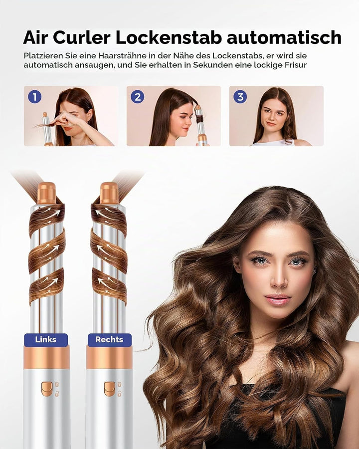 MogaWave Pro Hair styler 6 in 1 Air styler 1000W Multi Haarstyler mit Haartrockner Rundbürstenföhn W