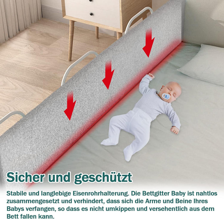 ACXIN Bettgitter Baby Verformbar Bettschutzgitter Rausfallschutz Bett Bettgitter Verstellbare Höhenv