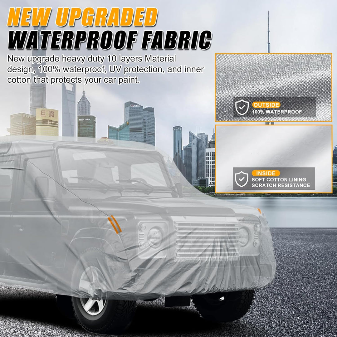 Autoabdeckung Wasserdicht für Land Rover Defender 110 1990-2016, Vollgarage Autoplane Auto Abdeckpla