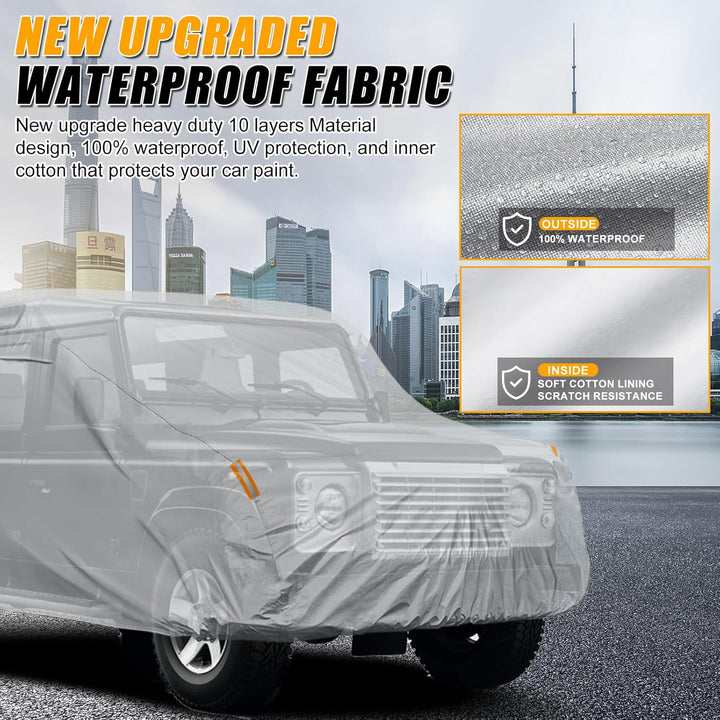 Autoabdeckung Wasserdicht für Land Rover Defender 110 1990-2016, Vollgarage Autoplane Auto Abdeckpla
