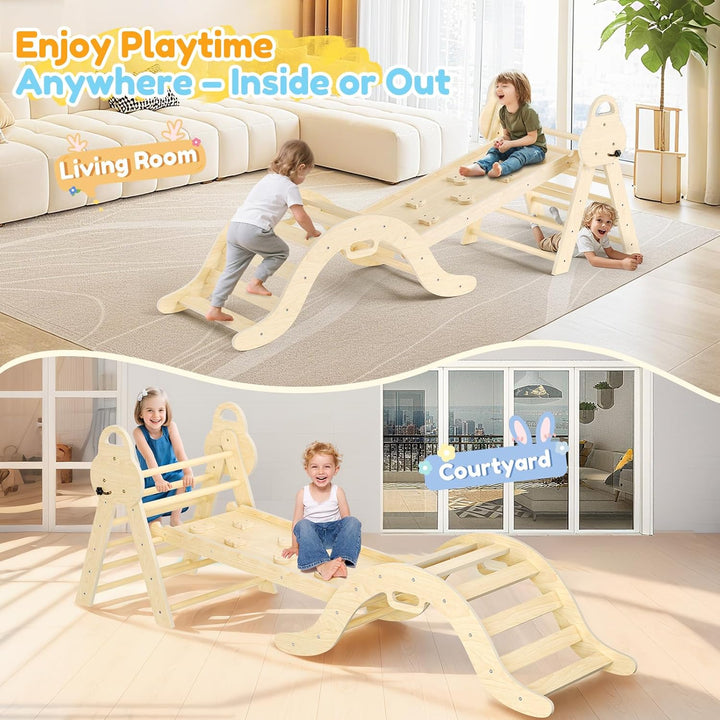 klettergerüst Indoor,7-in-1 Montessori Klettergerüst Set,Indoor Kletterdreieck,25 Jahre Neue Upgrade
