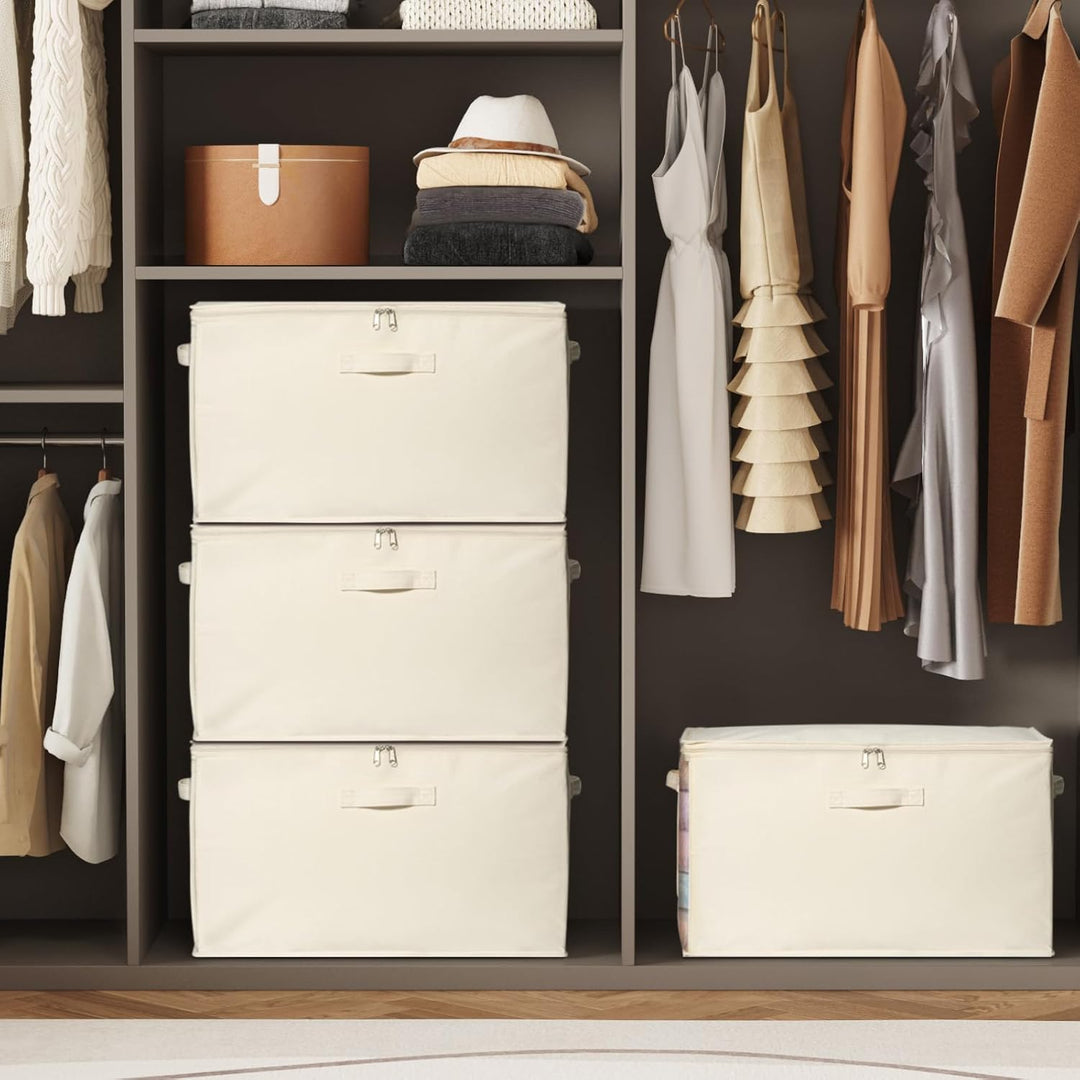 Lifewit 90L Bettdecken Aufbewahrungstasche mit Griffen, Aufbewahrungsbox mit Deckel, Kleideraufbewah