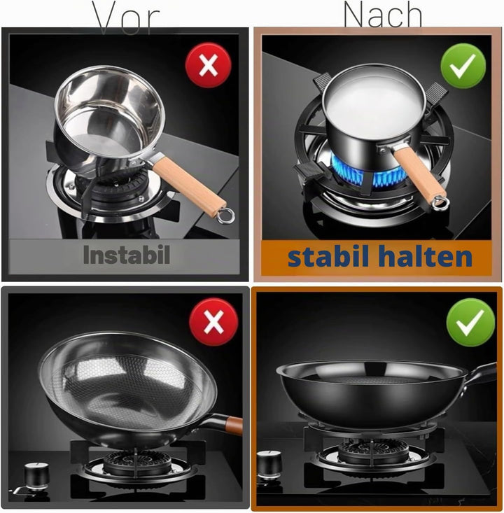 CHDEXU Gusseisen-Wok-Stützring für Mokkakanne, 2-in-1-Gasringreduzierer, Herdplattenständer für Woks