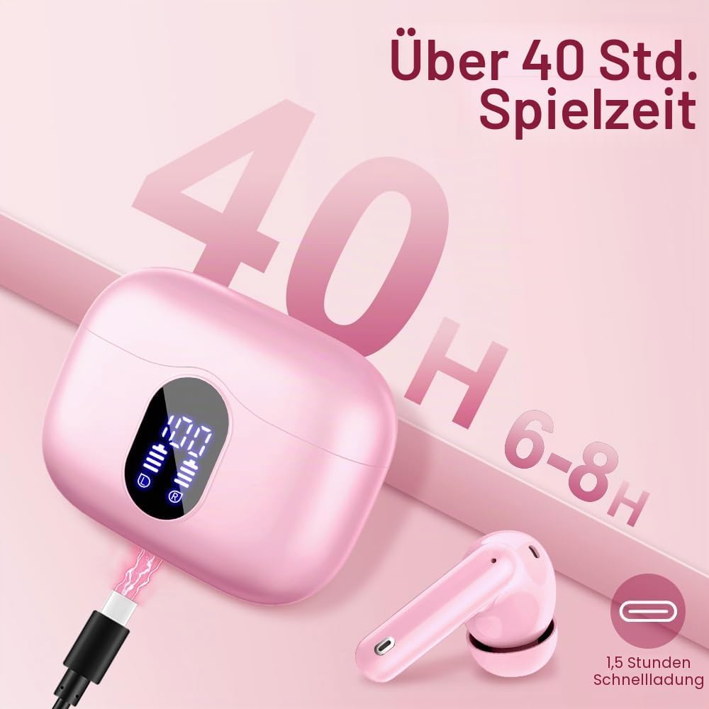 Btootos Bluetooth Kopfhörer, Kopfhörer Kabellos Bluetooth 5.4 Sport In Ear Kopfhörer mit 4 Mikrofon,