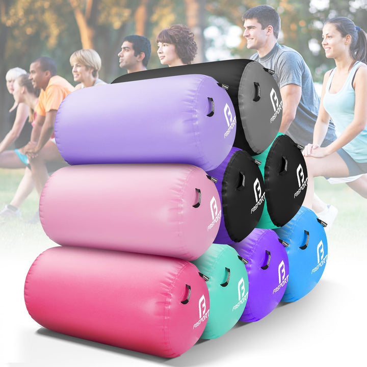 FBSPORT Aufblasbare Air Roll, 100x60cm Aufblasbare Luft Rollen, Yoga Gymnastik Zylinder, Gymnastikma
