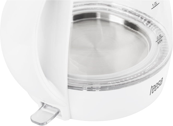 Teesa Funk-Wasserkocher TSA1511W 1,8 L Glas, Beleuchtung in Betrieb, weiss