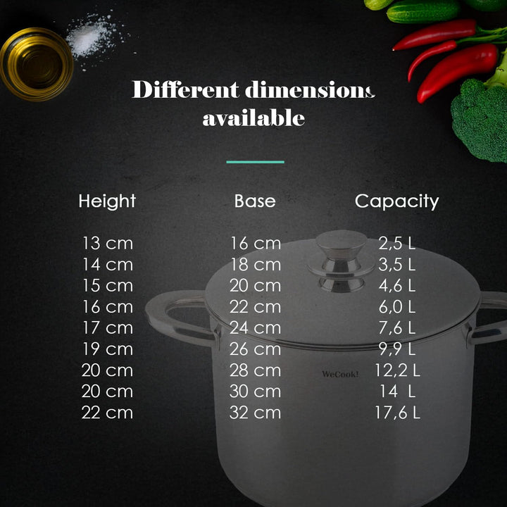 STAINLESS STEEL POT WITH LID 32 cm. Ø 32 cm - 17.6 L, Ø 32 cm - 17.6 L