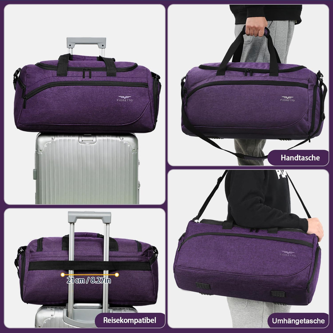 FIORETTO 35L Sporttasche &amp; Reisetasche für Damen und Herren, mit Schuhfach &amp; Nassfach, Wasserdicht T
