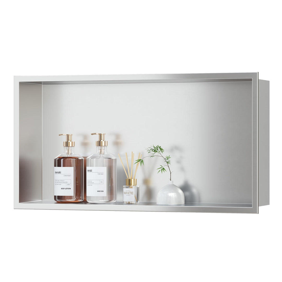 Neodrain Wandnische Dusche Edelstahl Duschnische Einzelregal Lagerung für Badezimmer 60 x 30 cm, Geb