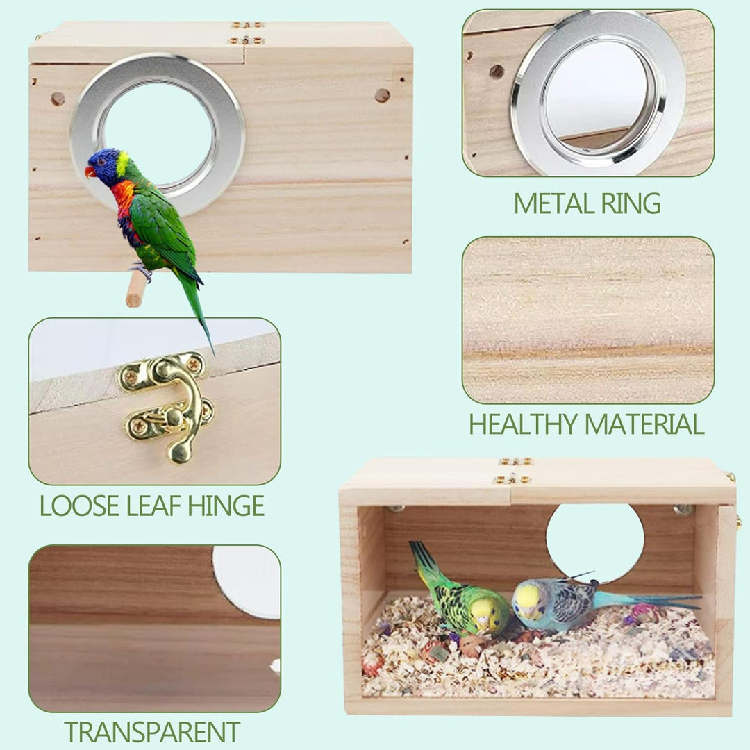 Sittich Nistkasten Vogelhaus, Wellensittich Nistkasten Transparentes Design, Vogelhäuschen aus Natur