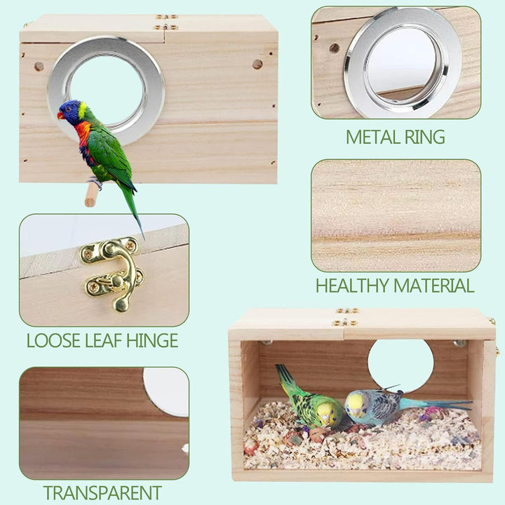 Sittich Nistkasten Vogelhaus, Wellensittich Nistkasten Transparentes Design, Vogelhäuschen aus Natur