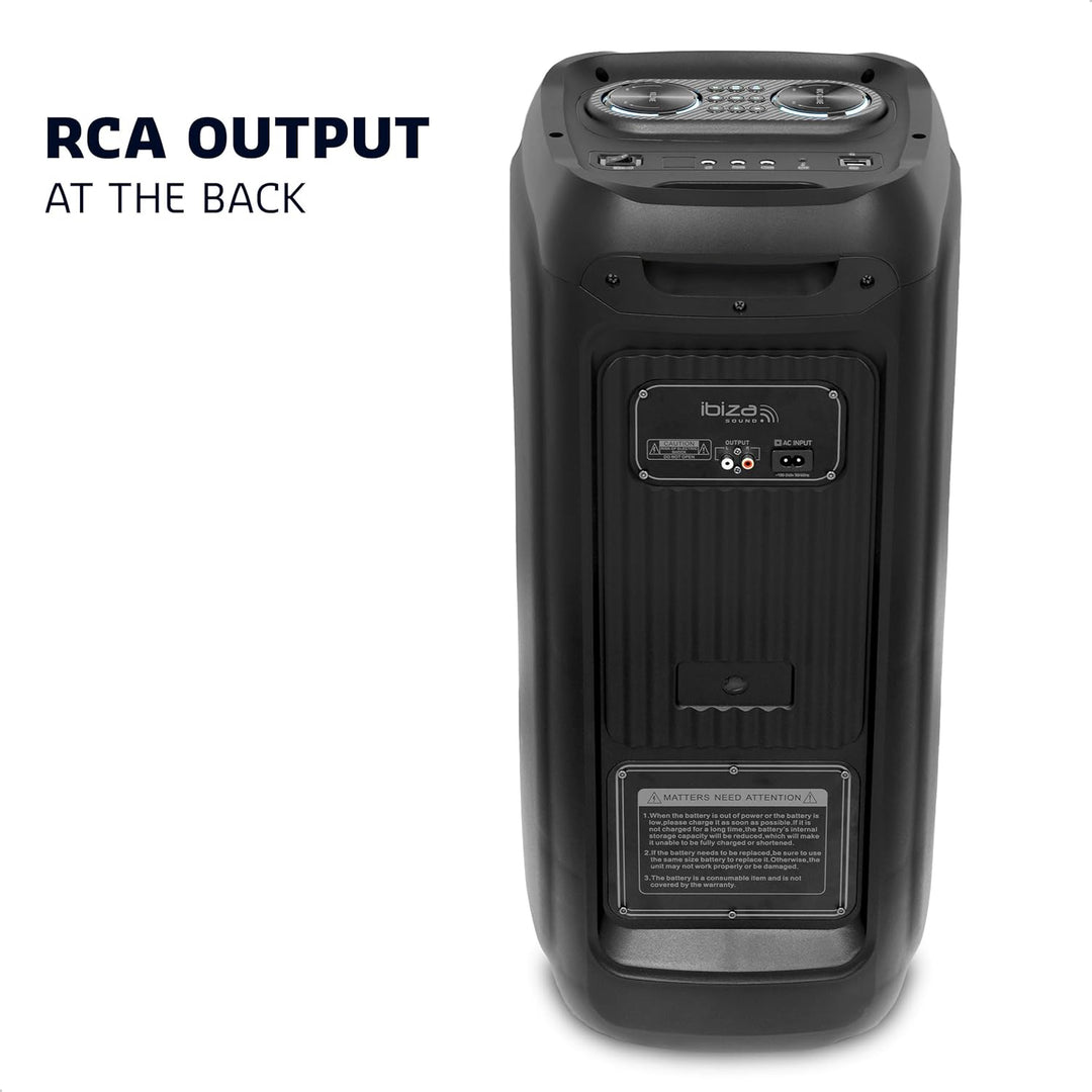 Ibiza - COLUMBA800 - Leistungsstarker 2x8/20cm Akku-Lautsprecher - Bluetooth, Micro-SD, USB, Aux, 2