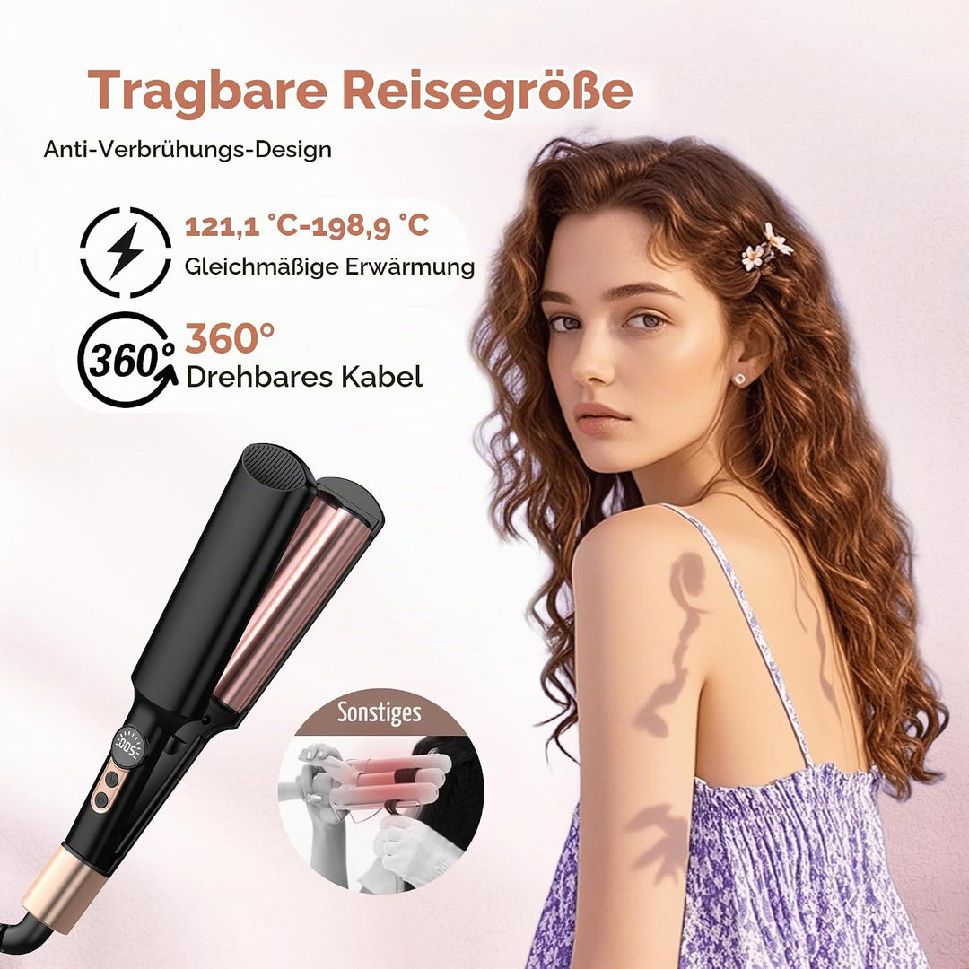 Welleneisen für Haare - UKLISS Pro Mini Welleneisen, LCD-Anzeige 120-210℃, Mermaid Hair Waver für We