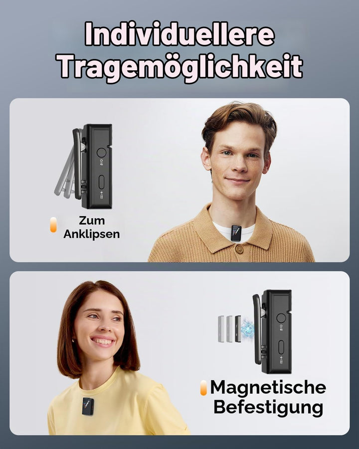 COMICA BooMax Kabelloses Lavalier Mikrofon, Dual Ansteckmikrofon für iPhone/Android/Kamera/PC, 48 kH