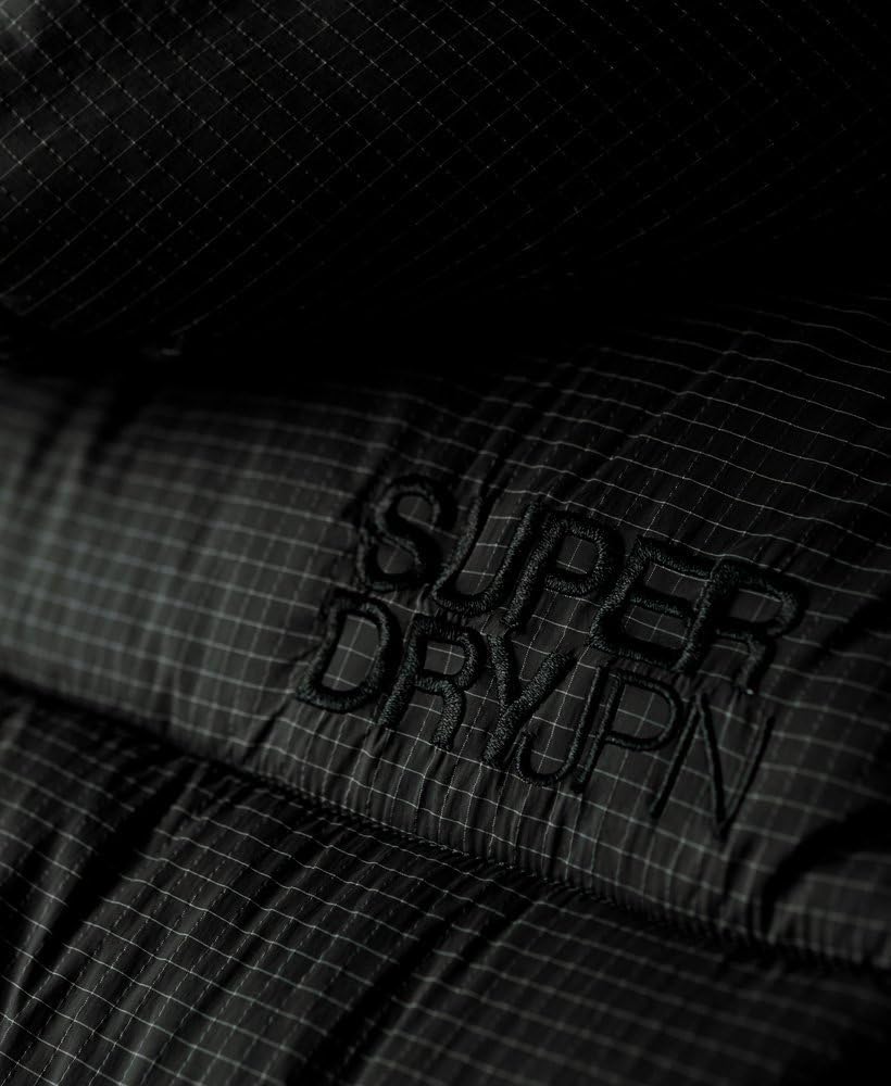 Superdry Damen Ripstop Longline Puffer Jacket Jacke 40 fussball schwarz raster, 40 fußball schw