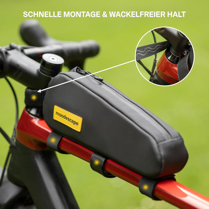 Oberrohrtasche, 1,0 Liter, Top Tube Bag - Robustes Recyceltes Polyester - Einhändige Öffnung - Beson