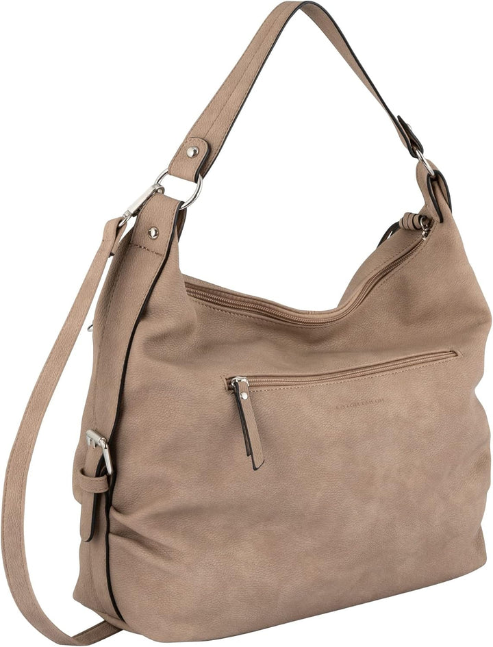 TOM TAILOR bags Caia Damen Hobo Bag Schultertasche 37x14x30 Taupe, 37x14x30 Taupe