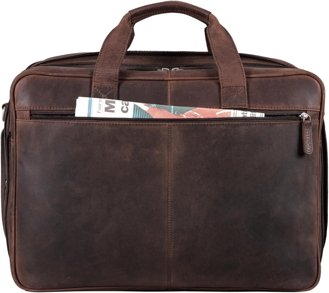 STILORD Gigantus XXL Aktentasche Leder Laptoptasche 17,3 Zoll bis 19 Zoll Sehr Grosse Umhängetasche