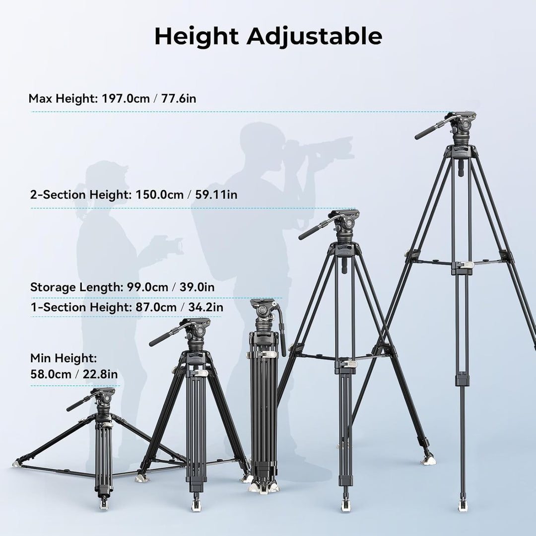 SMALLRIG AD-120 FreeBlazer Carbonfaser Videostativ Kit, 77" Videostativ mit 6 Stufigem Gegengewicht,