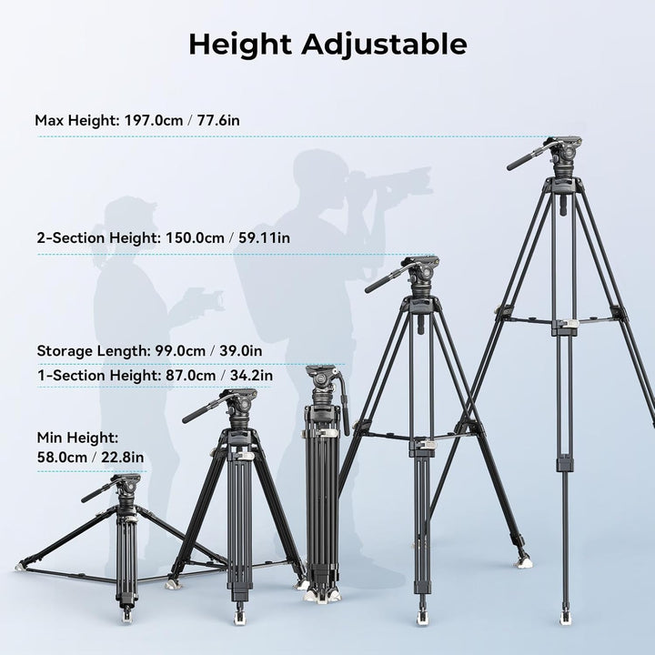 SMALLRIG AD-120 FreeBlazer Carbonfaser Videostativ Kit, 77" Videostativ mit 6 Stufigem Gegengewicht,