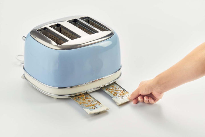 Ariete 156/05-blue Vintage 4-Schlitz-Toaster, lackierter Edelstahl, Blau & 2877 Kabelloser Wasserkoc