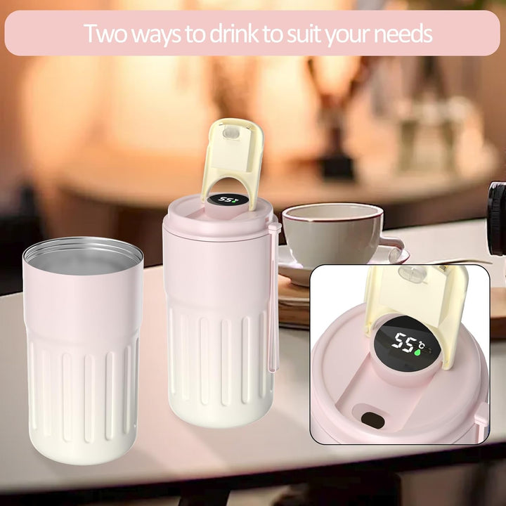 Homealexa Kaffeebecher Digitalanzeige Thermosflaschen 410ml 316 Edelstahl Travel Mug Isolierter Vaku