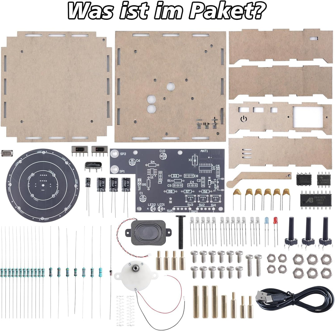 PEMENOL Elektronik Bausatz Bluetooth Lautsprecher Plattenspielermodell DIY Löt Bausatz LED Musik Ste