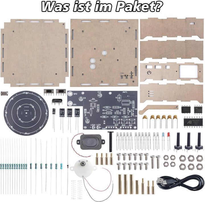 PEMENOL Elektronik Bausatz Bluetooth Lautsprecher Plattenspielermodell DIY Löt Bausatz LED Musik Ste