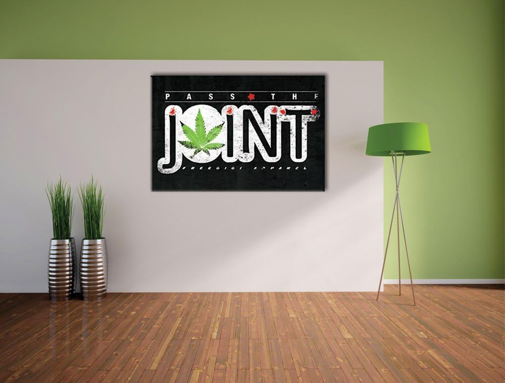 Pass The Joint Black Format: 100x70auf Leinwand, XXL riesige Bilder fertig gerahmt mit Keilrahmen, K